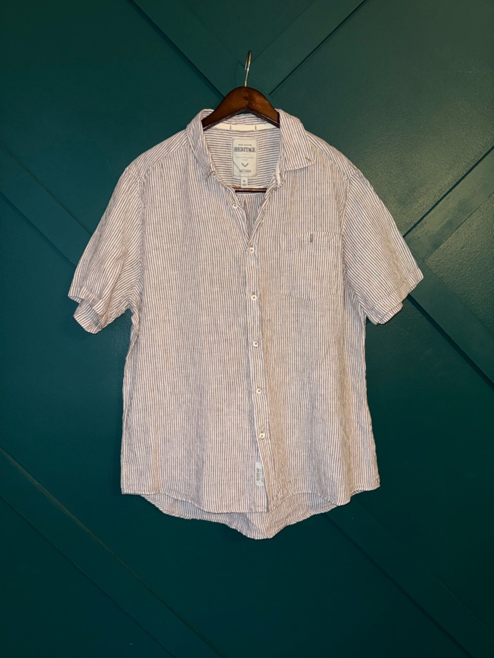 Heritage Men’s Short-Sleeve Button-Down Shirt -  100% Linen